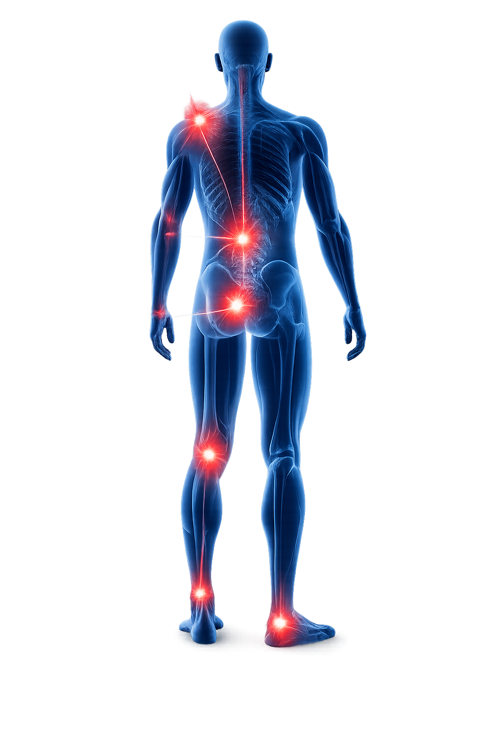 Anatomy diagram highlighting common pain points